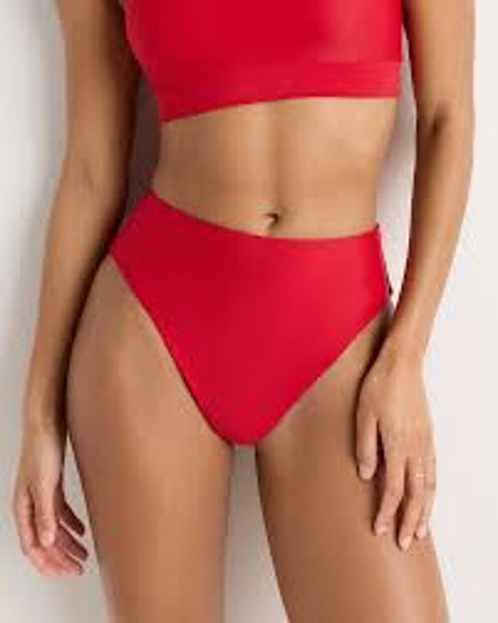 QUINCE High Rise High Leg Bikini Bottom Cherry Red NWT Sz Small S SLOW FASHION